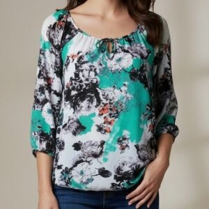 NY Collection green and white floral blouse women's size extra large XL